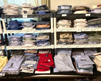 Huge collection of men’s button down dress shirts from sizes Shirts Size Medium to X-Large 15 to 16 ½ and brands including  Hart Schaffner & Marx Jos. A. Bank H. Freeman & Son Chaps/Ralph Lauren RBM Arrow Norm Thompson Stanley Blacker Croft & Barrow Wrangler Haggar