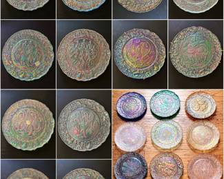 Vintage Imperial Glass 12 Days of Christmas carnival glass plates 