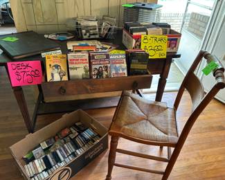 Desk - Chair - Books - Tapes