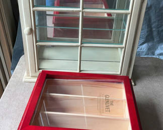 Lot 90: Wood & Glass Display Wall Cabinet, Etc