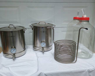 Lot 48: Stainless brewing equipment, chiller