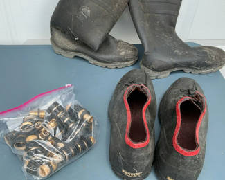 Lot 100: Men’s Mud Boots, Garden Hose Connectors