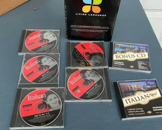 Lot 93: Living Language Italian and Spanish Language Learning CDs and Books