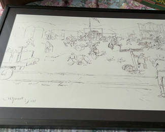Lot 16: Framed and signed Charles Russell Litho