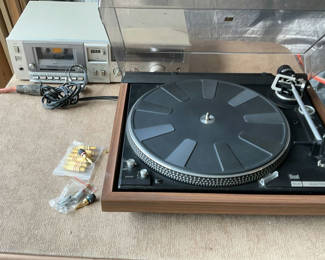 Lot 72: Vintage turntables, cassette deck, and audio adapters