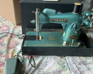 Lot 18: Vintage Premier 100 Deluxe Sewing Machine with Motor in Case