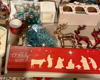 Lot 56: Christmas Lot ornaments… sign…reindeer etc