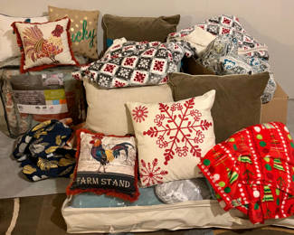 Lot 45: Large lot of Decorative Pillows, Spreads
