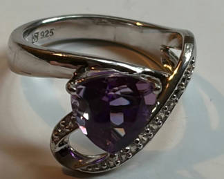 Lot 3: Genuine Amethyst Sterling Silver Ring (3)