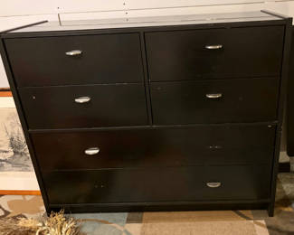 Lot 27: Black 6 Drawer Dresser and Mirror