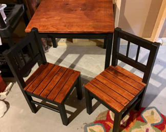 Lot 42: Wooden Child’s Table and 2 Chairs
