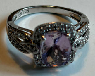 Lot 2: Genuine Amethyst Sterling Silver Ring (2)