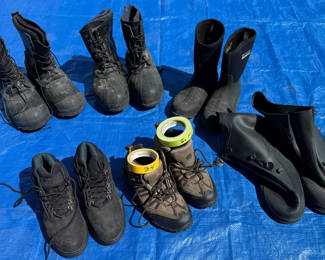 Lot 34: 6 Pair of Men's Assorted black boots and waders