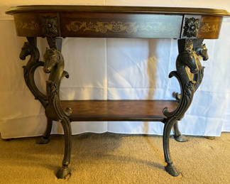 Lot 3: Ornate two-tier console table with horse-head legs