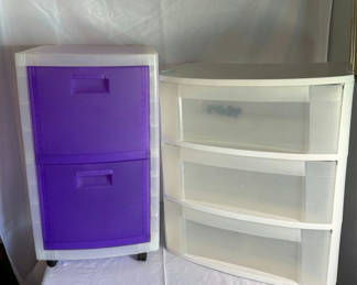 Lot 68: White and purple plastic storage drawer units