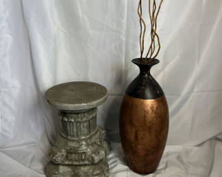 Lot 14: Roman style pedestal and vase with dried Willow