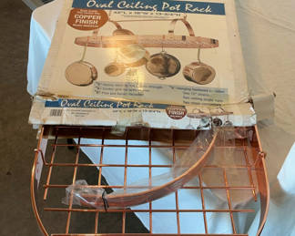 Lot 46: Steel with Copper Finish Pot Rack