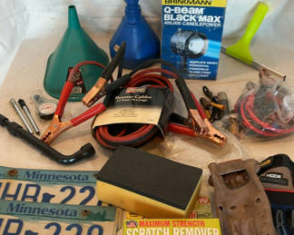 Lot 128: Automotive Tools, Accessories, and License Plates