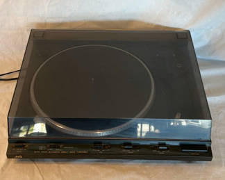 Lot 49: JVC direct-drive turntable with vinyl LP collection