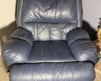 Lot 13: Navy Action Industries 'Leather' Recliner