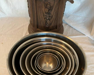 Lot 119: Vintage 70’s Ice Bucket And Stainless Bowls