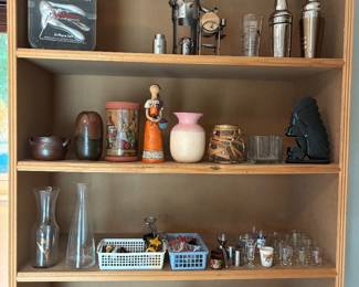 A variety of items including bar and wine accessories
