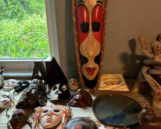 Porcelain and hand carved masks
