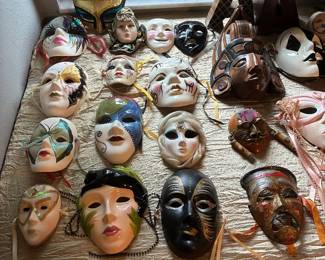 Porcelain and hand carved masks