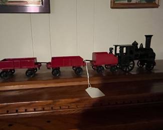 Train set on wood
