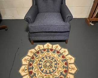 New upholstery tufted chair with rug