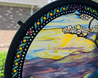 L7 - $50. Vintage Glassmasters Stained Glass Window Hanging. Measures 11.25" x 12.5" tall.