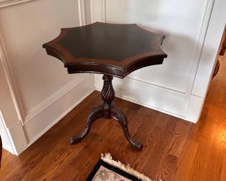 L21 - $60. Butler Furniture Company Accent Table. Measures 26" across x 27" tall. Sturdy, has a few minor surface marks on the top.