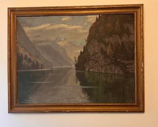 L77 - $250. 1925 Original Painting on Canvas. (Believed to be German) Framed it measures 44.5" x 35".