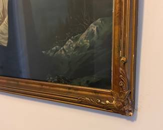 L74 - $35. Framed Print "Jesus in the Garden of Gethsemane". Measures 32.5" x 16.5".