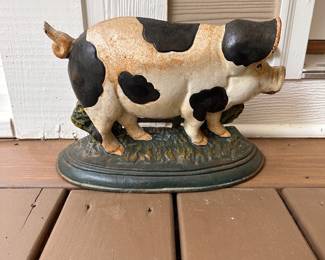 L69 - $30. Vintage Cast Iron Pig Door Stop.