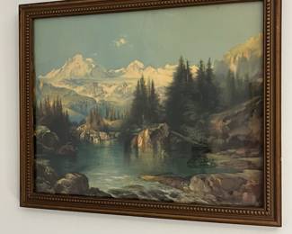 L45 - $40. Thomas Moran framed print. Has small wrinkle in the print - see photo.