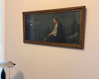 L74 - $35. Framed Print "Jesus in the Garden of Gethsemane". Measures 32.5" x 16.5".