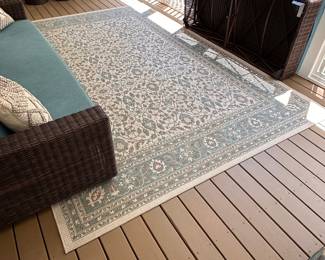 L14 - $40. Marseille Carmoux Azure 8.6" x 13' Outdoor Patio Rug.
