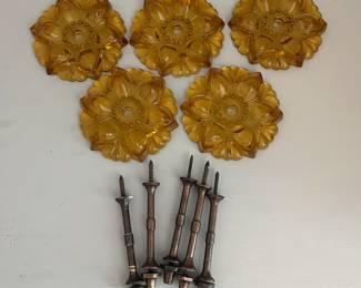 L52 - $80. Set of 5 Pressed Glass Drapery Tie Backs.
