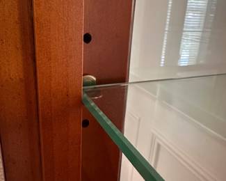 L3 - $250. Lighted China Cabinet. (Moves in 2 pieces). All drawers / door work as they should. Adjustable glass shelves. Measures 66" wide x 18" deep x 90" tall.