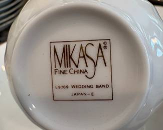 L30 - $95. Mikasa "Wedding Band" gold trim China.