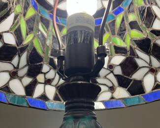 L9 - $50. Warehouse of Tiffany Table Lamp. Measures 21" tall. Excellent Condition.