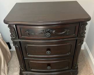 L46 - $100. PAIR of nightstands. Measures 24" x 17" x 28.5" tall. 2013 Manufacture Date. Very good condition. All drawers work as they should.