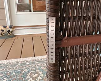 L12 - $1500. Pottery Barn Torrey Wicker Square Arm Grand Outdoor Sofa & Ottoman. Measures 110" x 40" x 30.5" tall. Includes all weather cover & white replacement cushion covers. Ottoman is 76" x 33" x 11.5" tall (15" tall with cushion). Gentle wear on cushions but the wicker frames are in excellent condition - no issues noted.