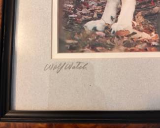 L78 - $15. Ted Schiffman Wolf Watch signed Print. Measures 13" x 16" framed.