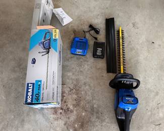 L95 - $80. Kobalt 40V Max Cordless Hedge Trimmer. Includes 1 battery & charger. 24" dual action blades.