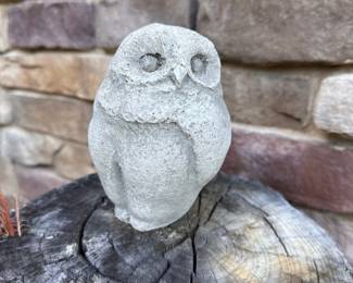 L104 - $10. Tiny Concrete Owl. 4" tall.
