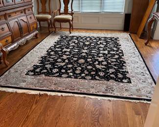L20 - $250. ABC Carpet & Home Dining Room Rug. 8' x 10' size (actually 97" x 10'). Has some sun fading on one side - priced as is for that reason. No other stains noted. My guess is that it is wool or a wool/silk blend based on the brand.