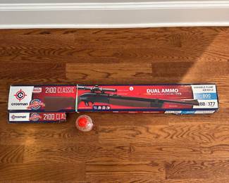 L86 - $40. Crosman 2100 Classic Dual Ammo BB Gun. Shoots pellets & BBs. Variable- Pump Air Rifle. In box, looks brand new.