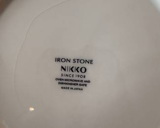 L32 - $75. Nikko Tableware China "Blue Peony". Most pieces are crazed - priced as is.